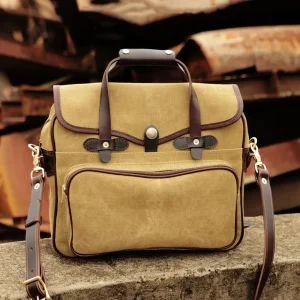 Men’s Canvas Leather Work Messenger Bag – Veyron