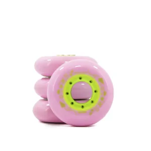 4 Rodas para patins inline 68mm  RV Limits 83a Rosa e Verde