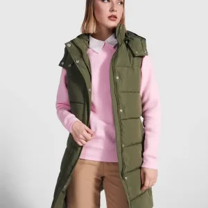 Colete acolchoado para mulher com capuz amovível