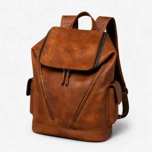 Brown Leather Backpack for Men - Vintage Style Durable Outdoor Travel Bag