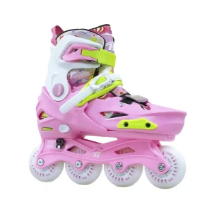 Patins Inline Infantil RV Pink Ajustável do 30 ao 37 Rosa Com LED