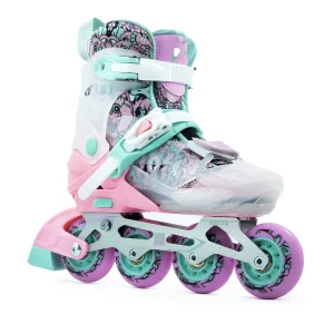 Patins Go Roller Infantil Ajustável Jiumis Pro Rosa Base Alumínio