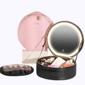 Estojo de Maquiagem GlamBox Multifuncional com Espelho LED